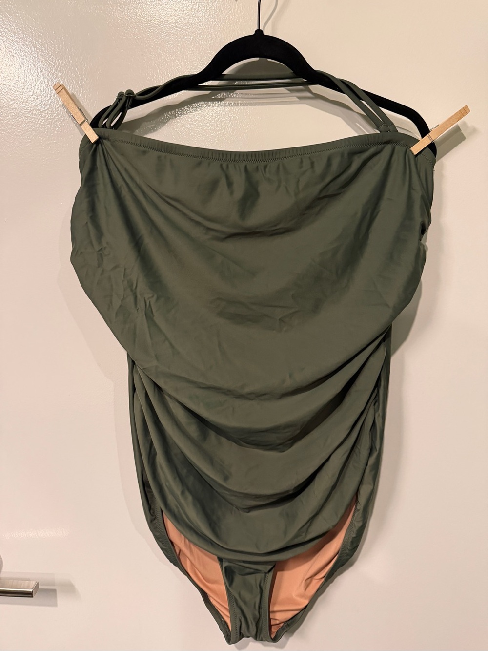 J. Crew Olive Green Swimsuit with Nude Lining